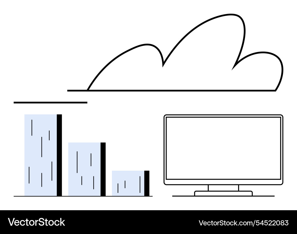 Cloud computing with bar graph and monitor Cloud computing with bar graph and monitor Vector Image