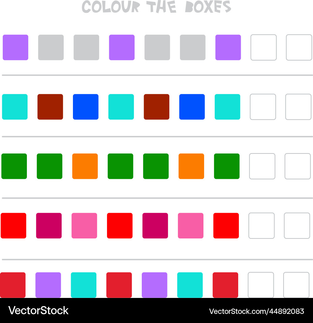 Colouring Boxes: Number Sequence Game Vector Image
