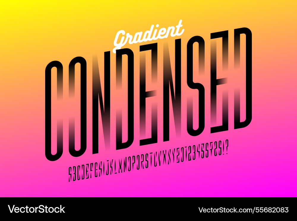 Condensed gradient style font design alphabet Condensed gradient style font design alphabet vector image
