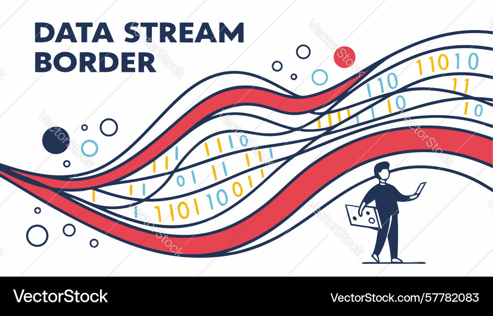 Data stream border dynamic digital information vector image