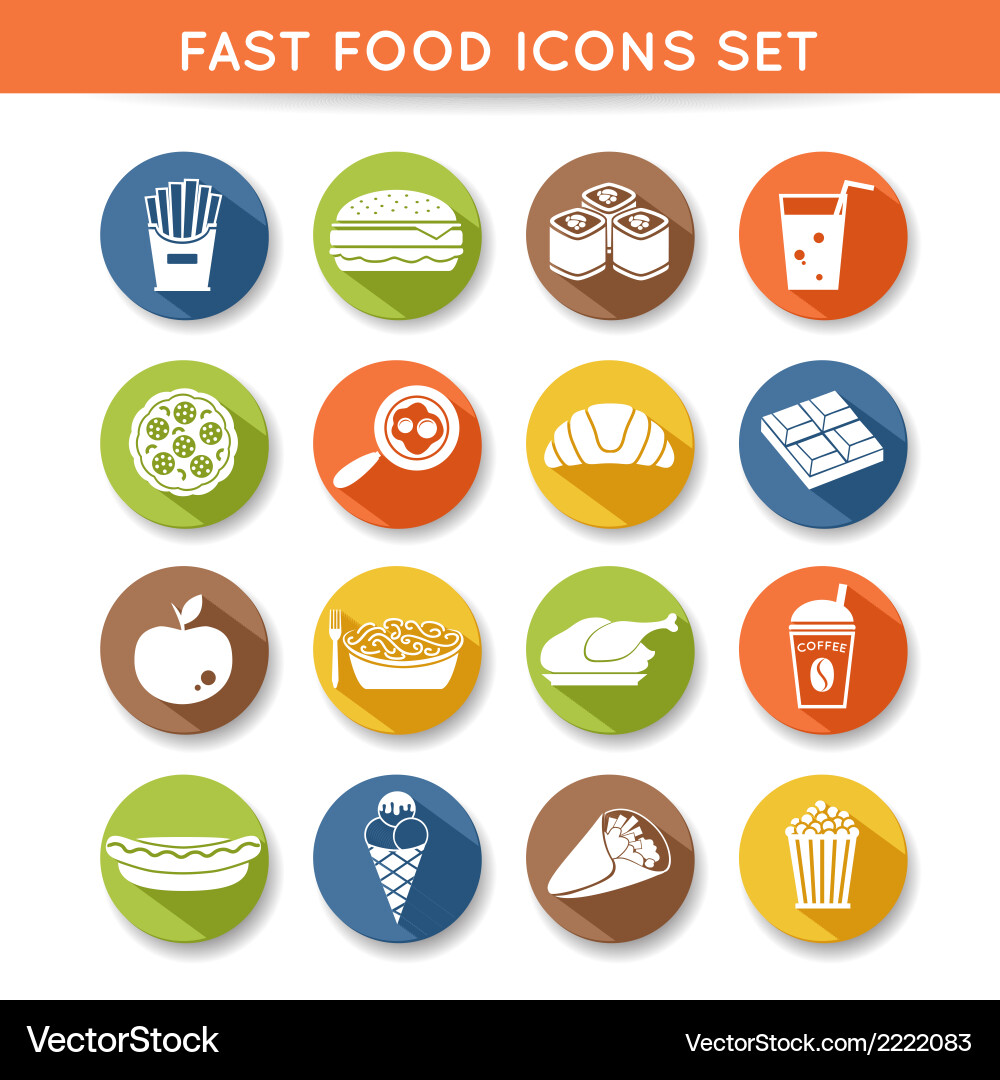 Fast food icons Vector Image