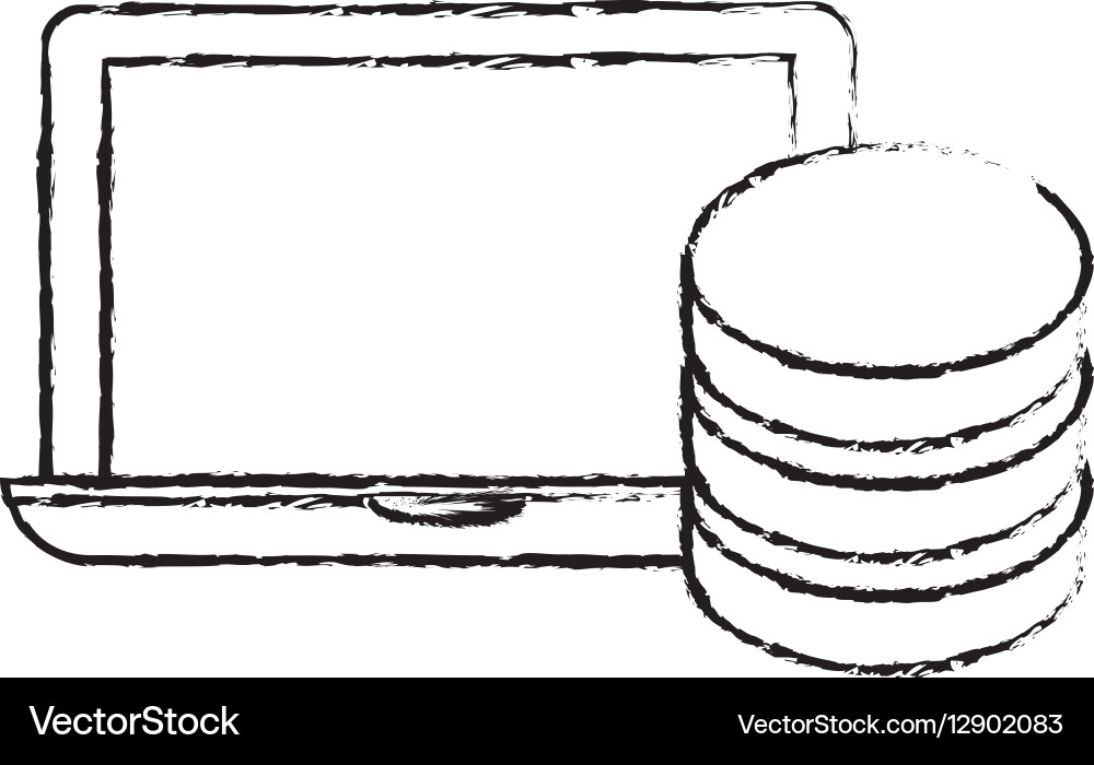 Figure connected computer banner server design Vector Image