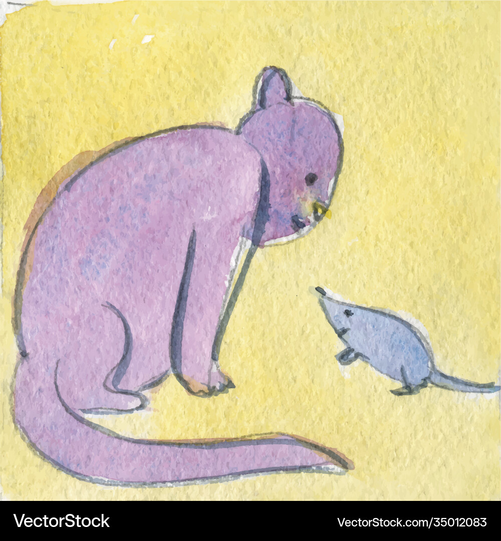 Friendship cat and mouse meeting Friendship cat and mouse meeting vector image