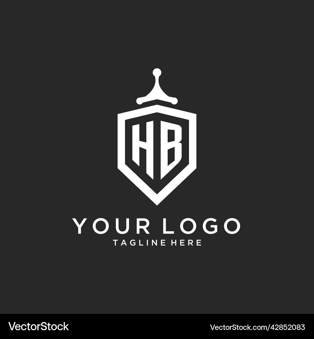 Hb monogram logo initial with shield guard shape Hb monogram logo initial with shield guard shape Vector Image