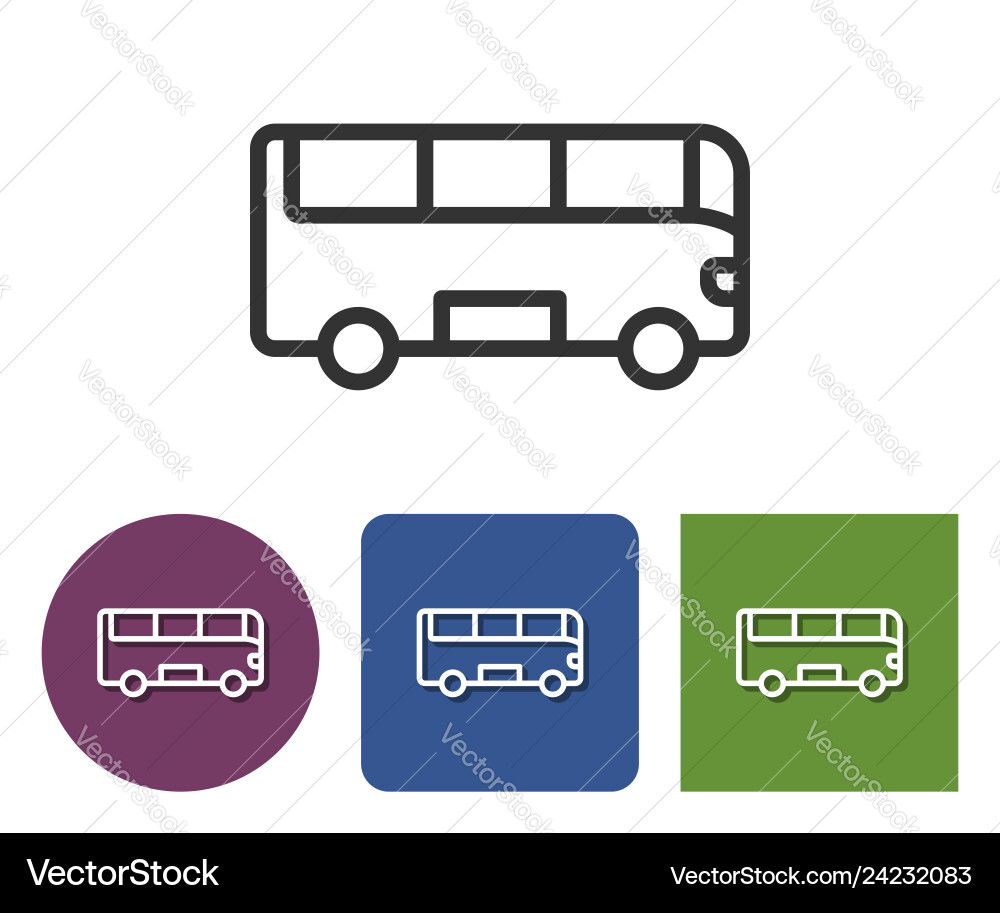 Line icon of bus in different variants Line icon of bus in different variants vector image