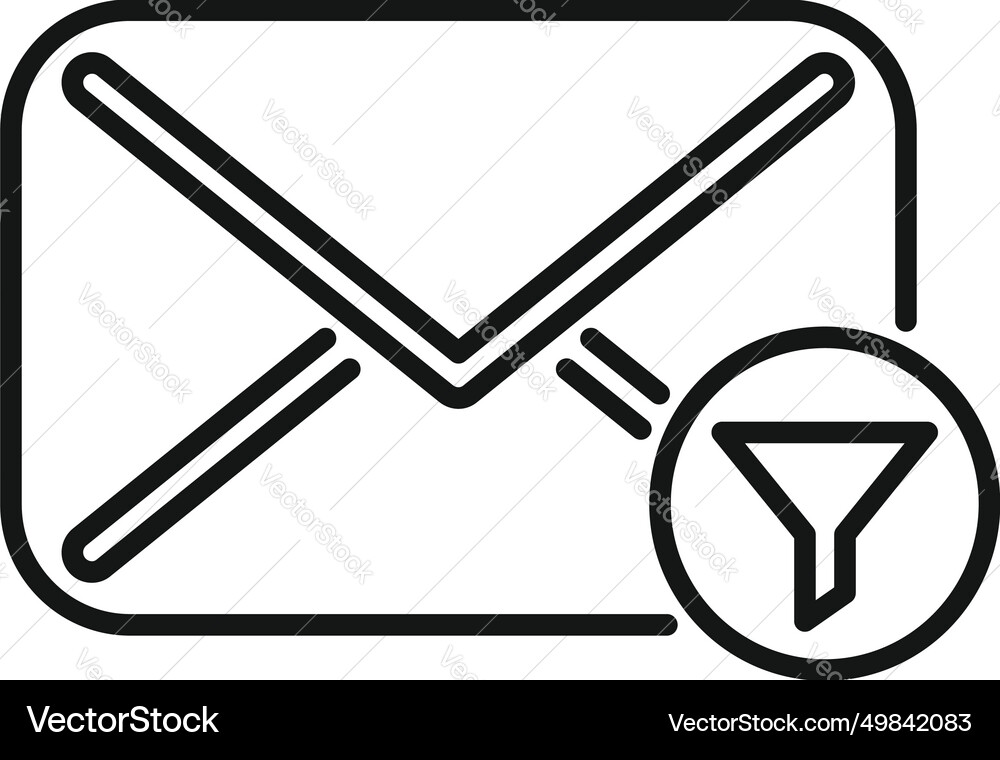 Mail funnel data icon outline flow tunnel Mail funnel data icon outline flow tunnel vector image