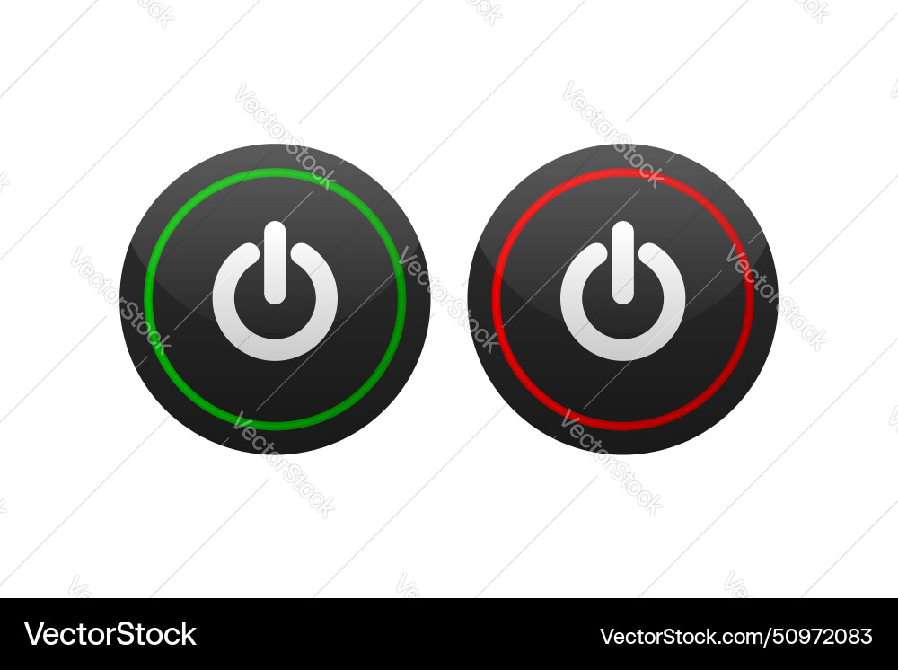 On and off push button power switch On and off push button power switch vector image