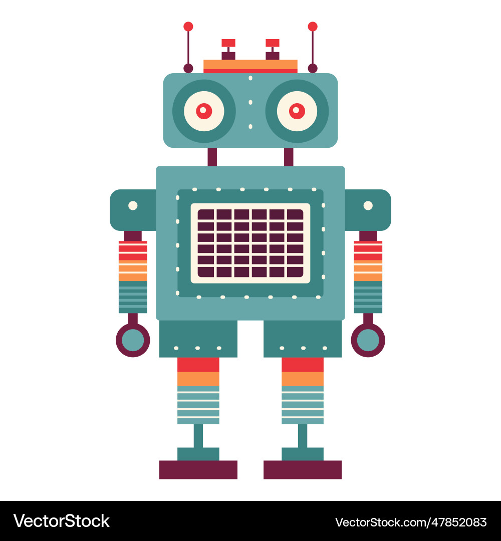 Retro robot mechanical toy in flat Vector Image