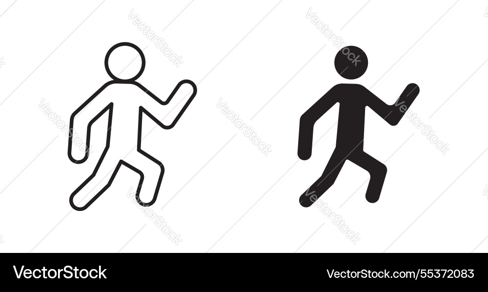 Running icon set in thin line for web Vector Image