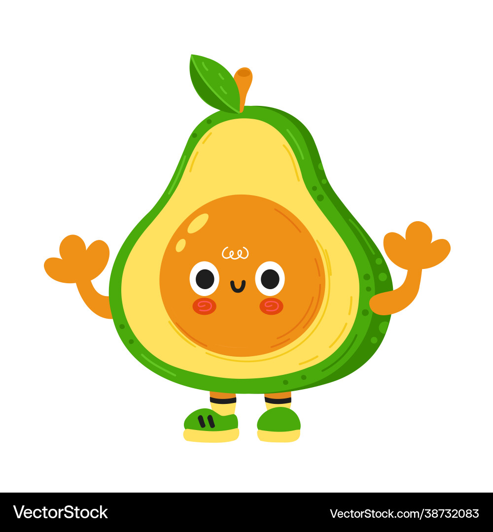Süße lustige Avocado mit Baby Gesicht Cartoon Süße lustige Avocado mit Baby Gesicht Cartoon vektorbild