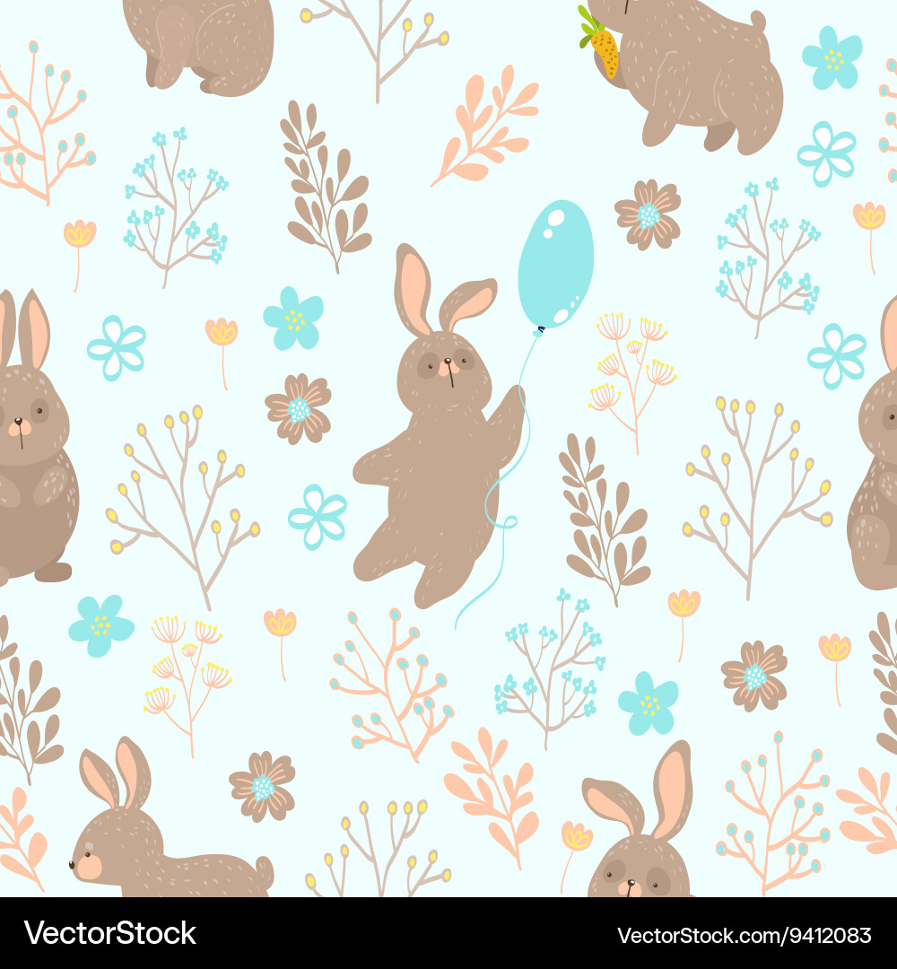 Seamless pattern with rabbit Vector Image
