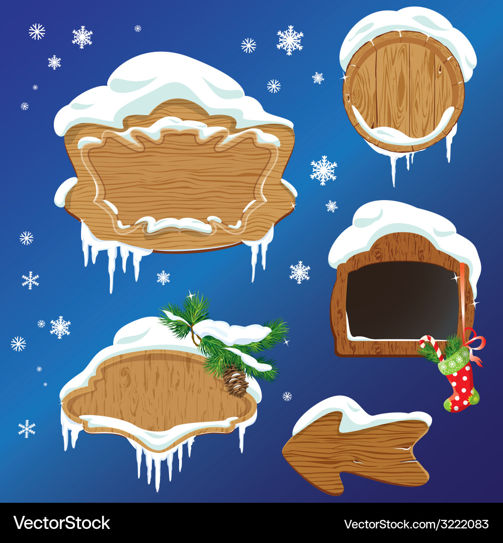 Set of wooden frames design elements for merry chr Vector Image
