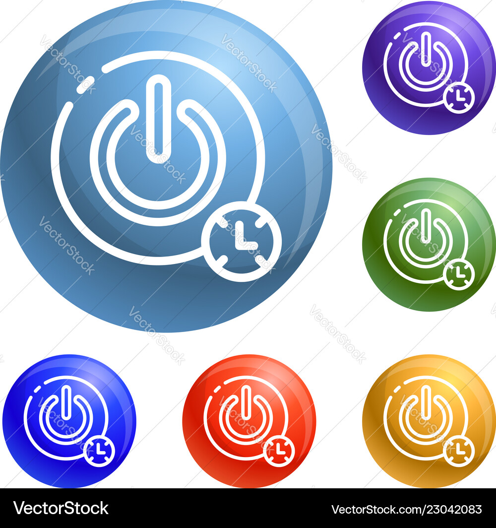 Turn off timer button icons set Turn off timer button icons set Vector Image