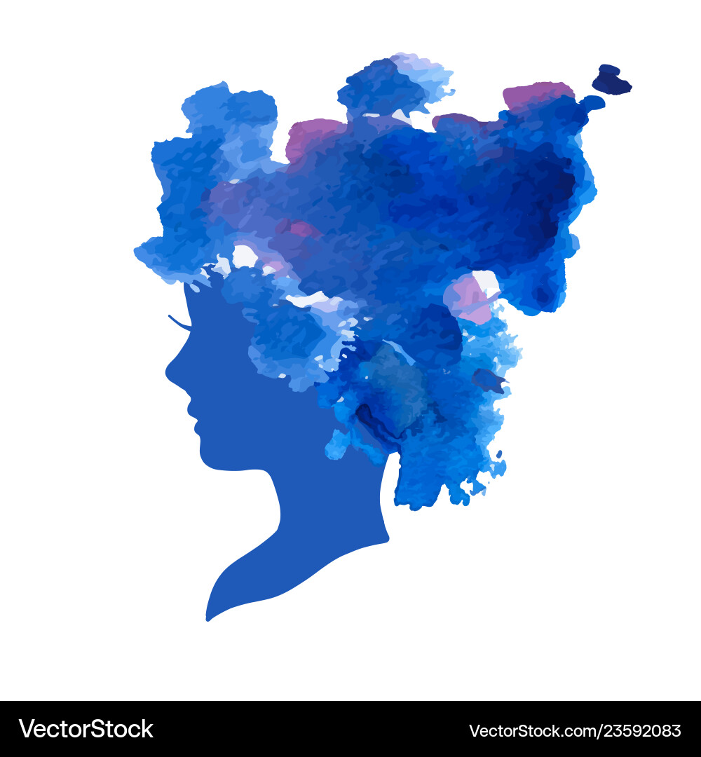 Watercolor profile of a woman Watercolor profile of a woman Vector Image