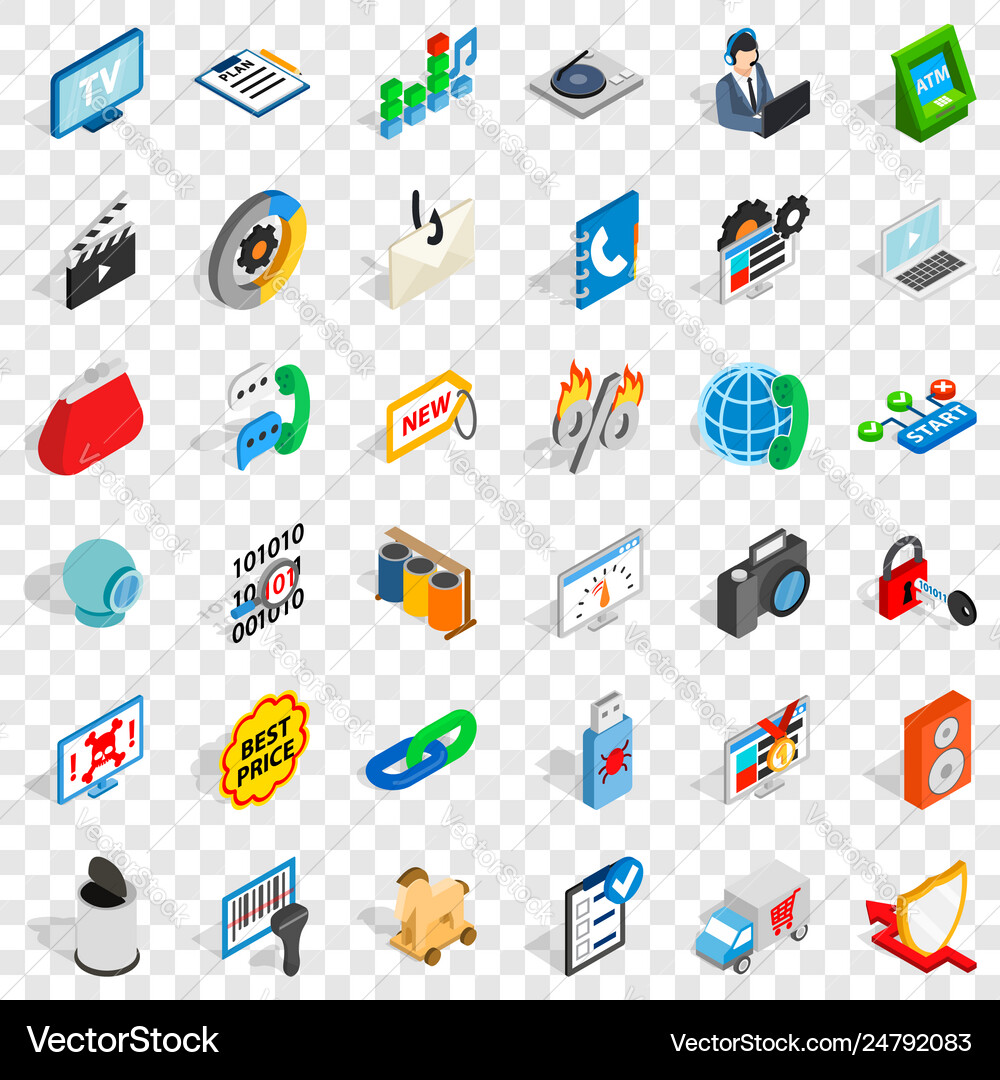 Www management icons set isometric style Www management icons set isometric style vector image