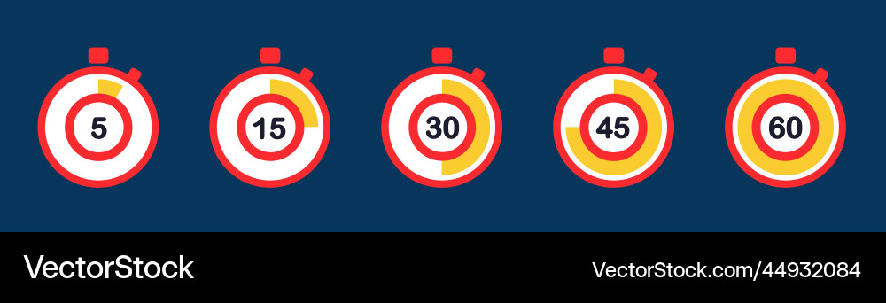 A set of timers simple icons clock vector image