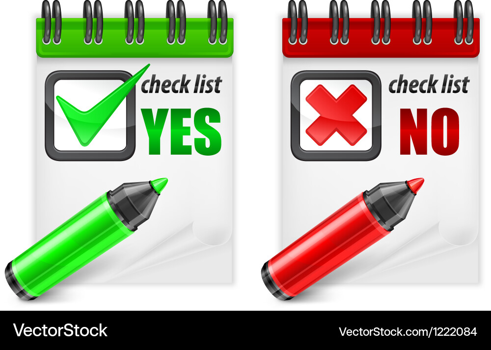 Checkmark Highlighter on Notebook Vector Image