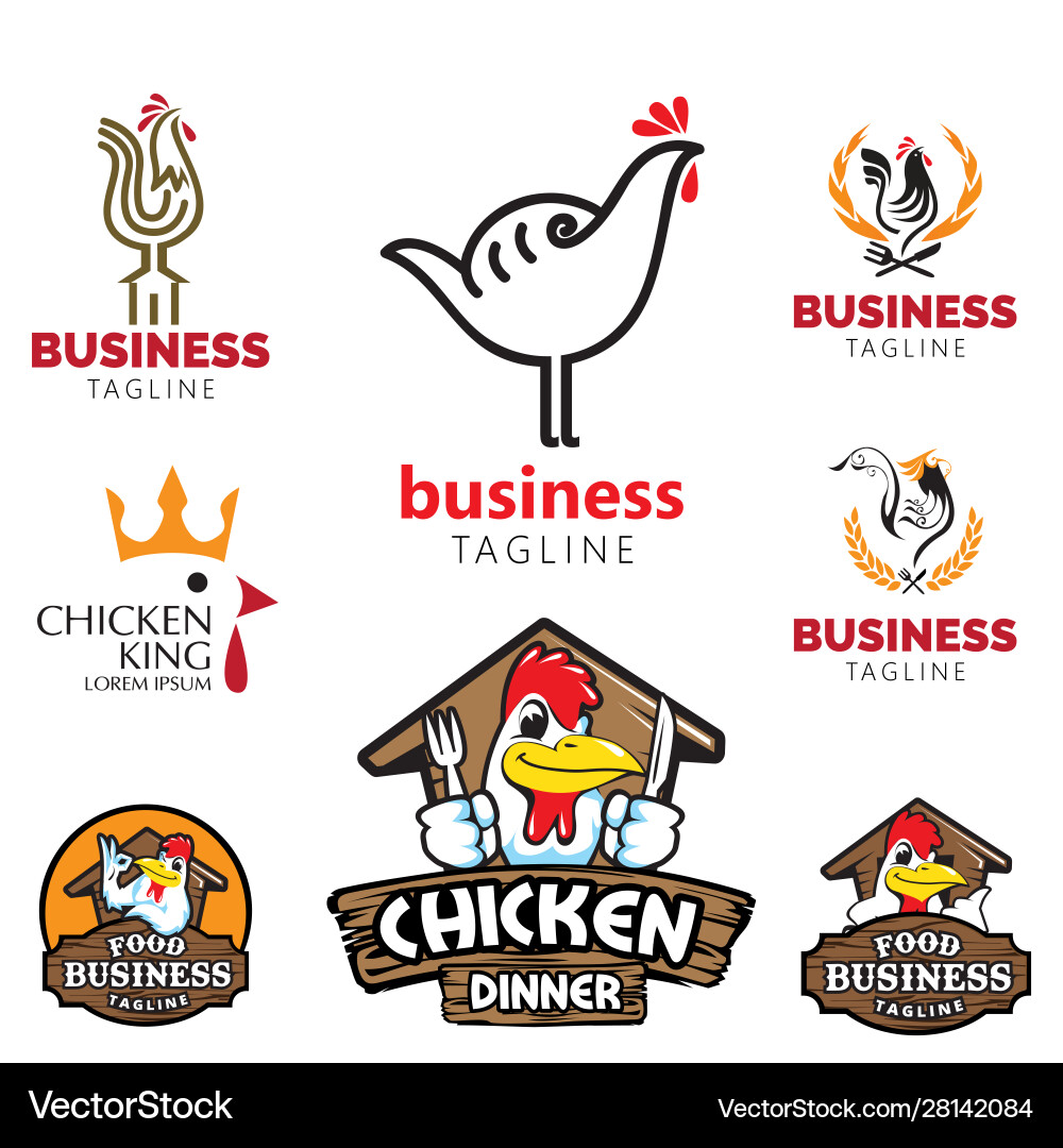 Chicken Food Logo Set - Poultry Branding Vector Image