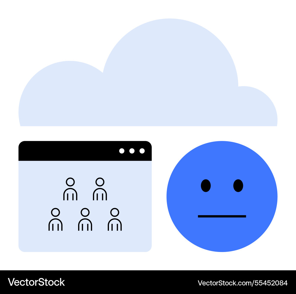 Cloud storage with user interface and emotionless vector image