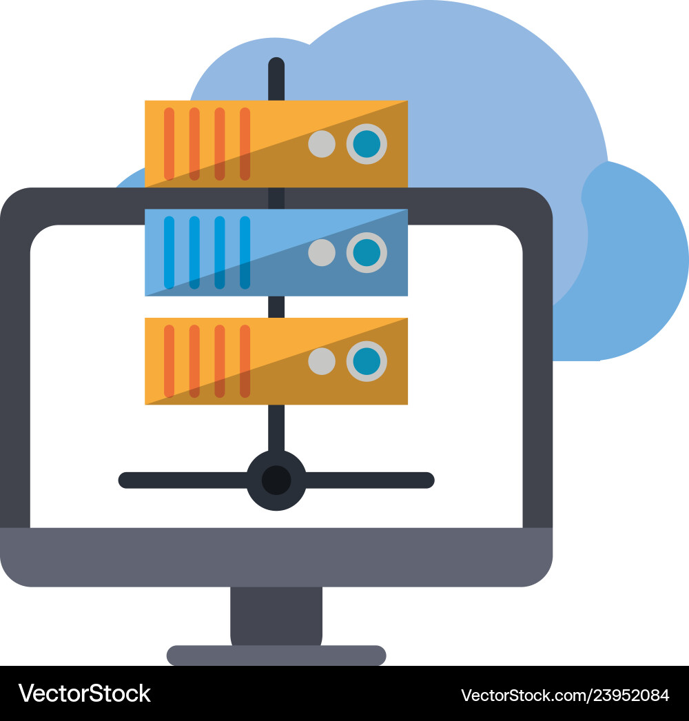 Computer database and cloud computing Computer database and cloud computing vector image