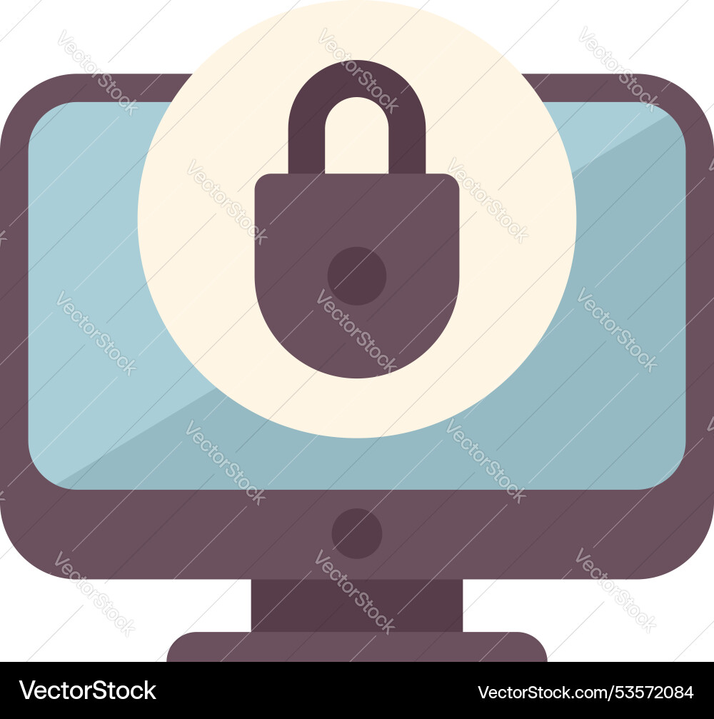 Computer security system showing closed lock icon Computer security system showing closed lock icon vector image