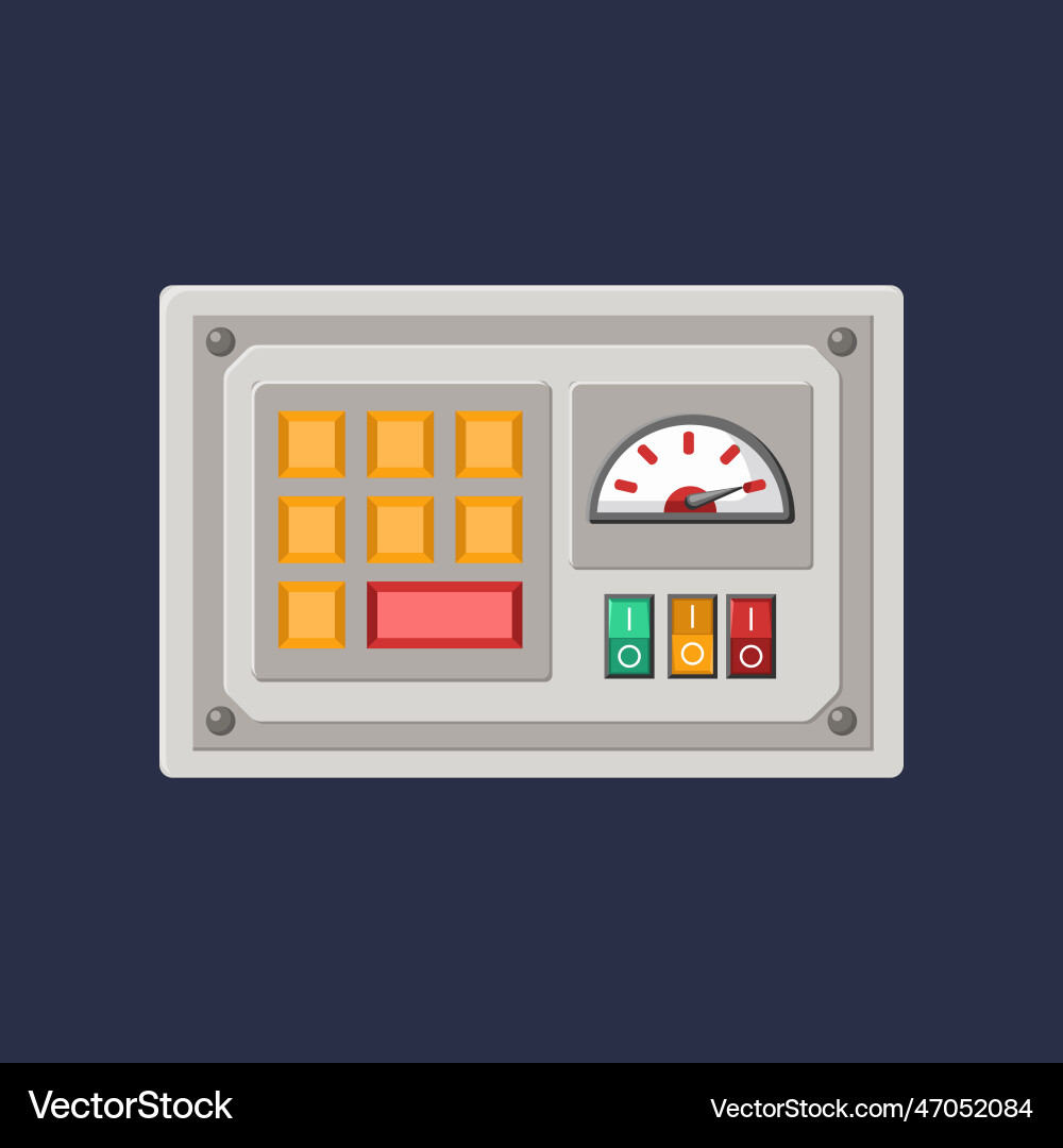 Control panel with buttons switches and dial Vector Image