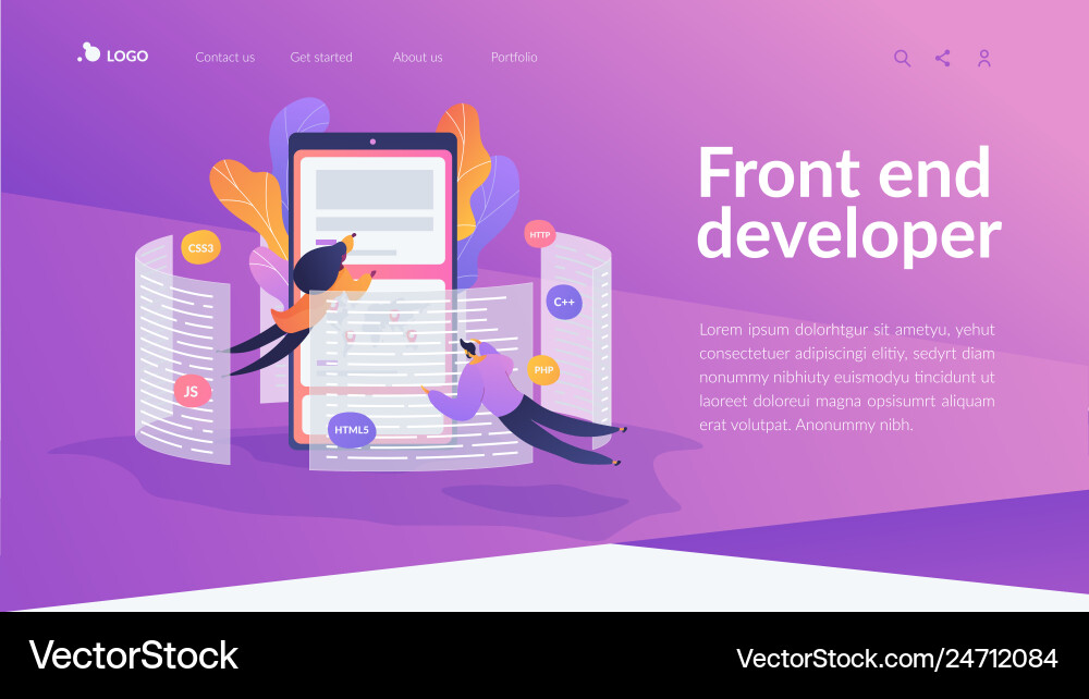 Front End Development Landing Page vector image