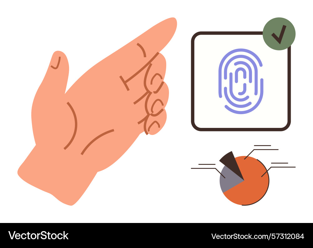 Hand gesture with fingerprint authentication Hand gesture with fingerprint authentication vector image