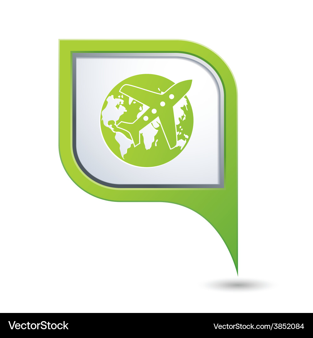 Plane and globe green pointer Vector Image