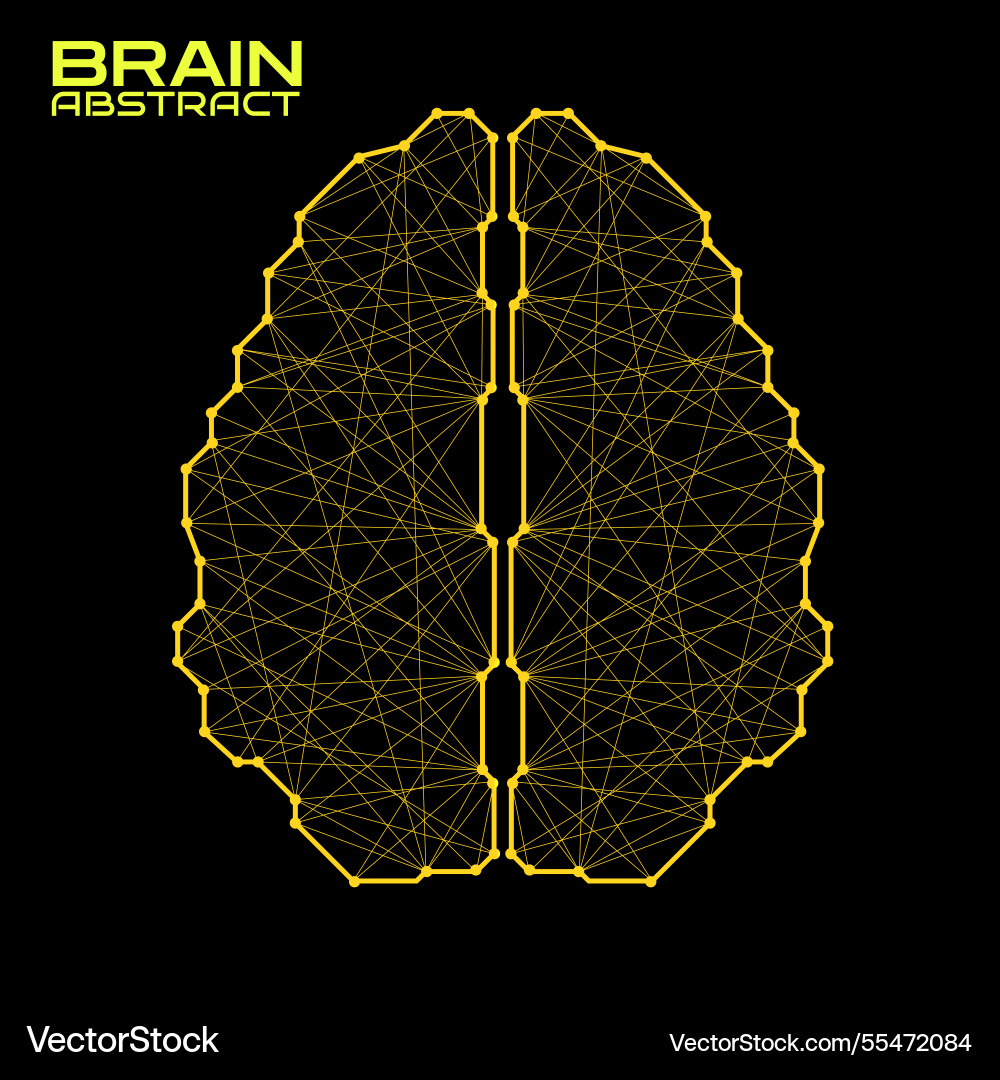 Polygonal abstract brain with connected lines vector image