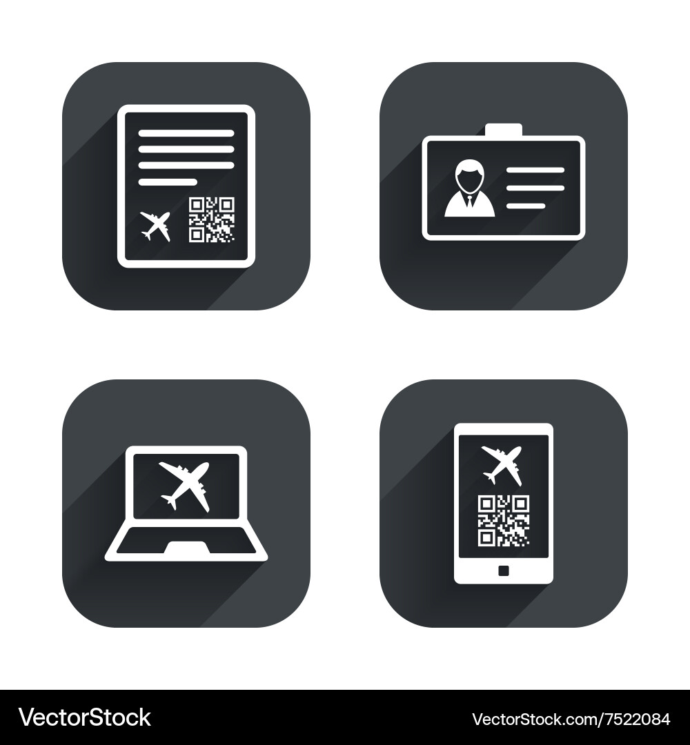 Qr scan code icon boarding pass flight sign Vector Image