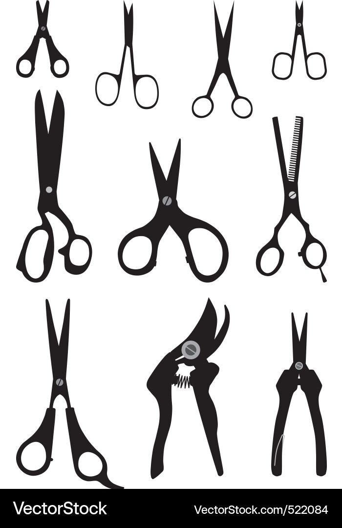 Scissors Set - Various Styles Vector Image