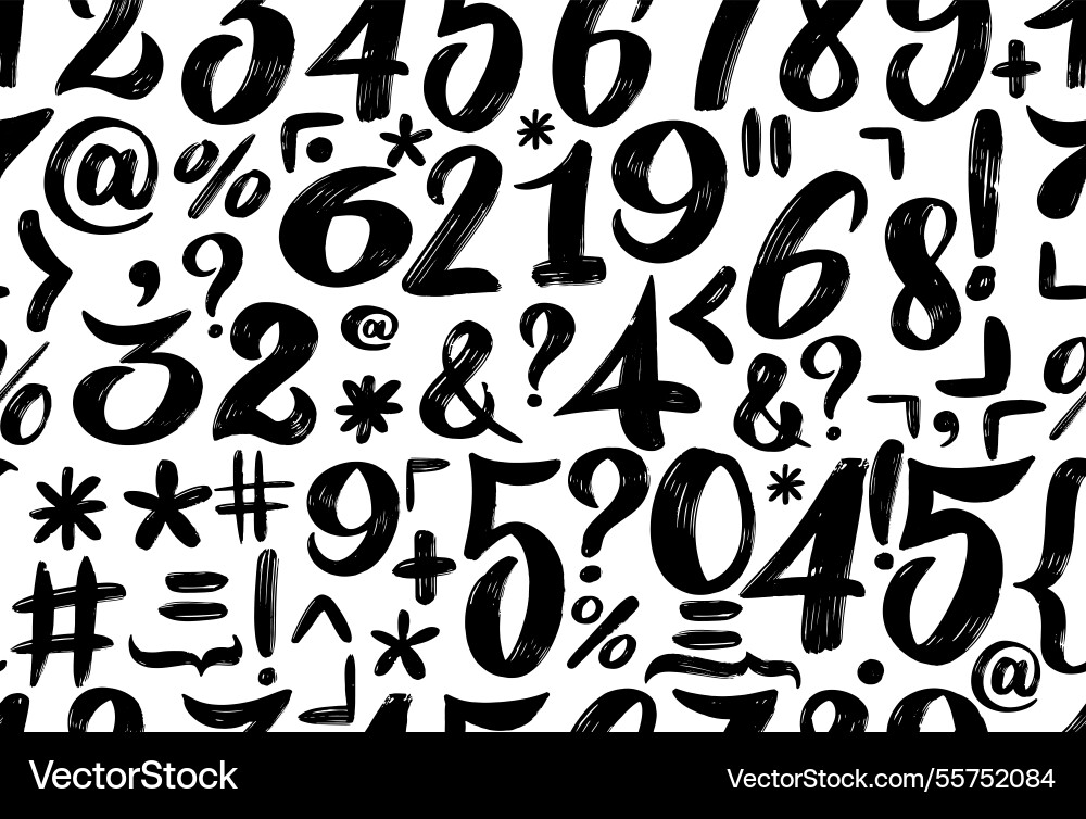 Seamless pattern black and white with numbers Vector Image