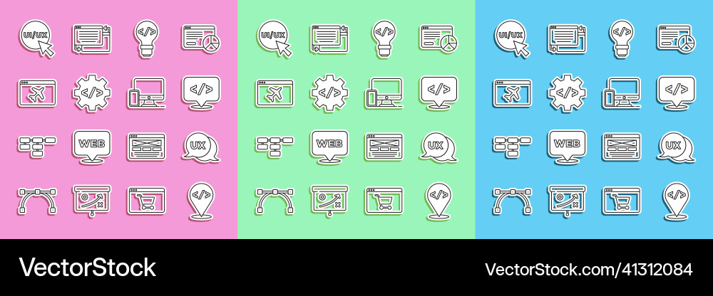 Set line front end development ui or ux design Set line front end development ui or ux design vector image