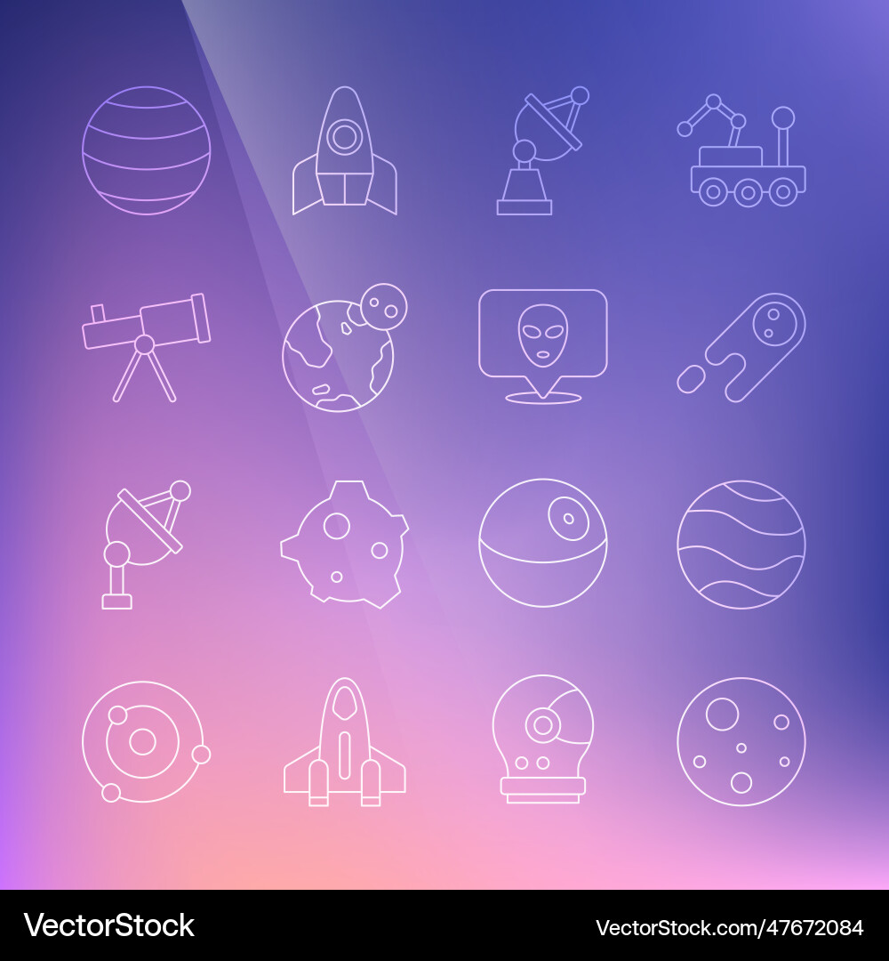 Set line planet mars comet falling down fast Set line planet mars comet falling down fast vector image