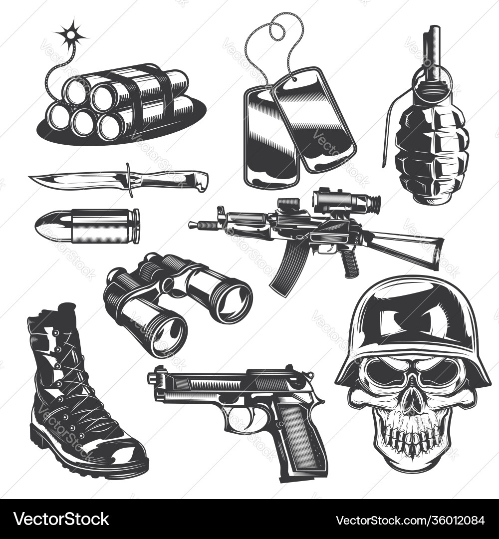 Set military elements for creating your own Set military elements for creating your own vector image