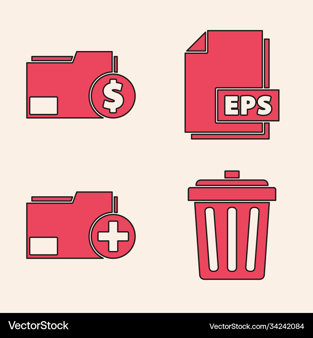 Set trash can finance document folder eps file Set trash can finance document folder eps file vector image