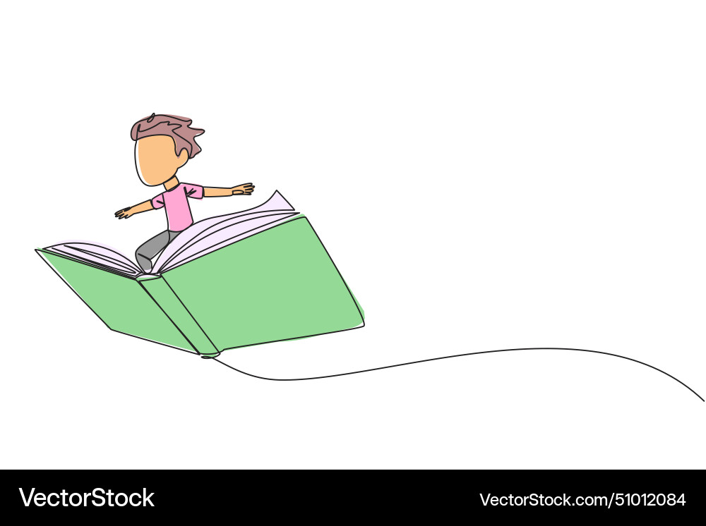 Single continuous line drawing boy standing Vector Image