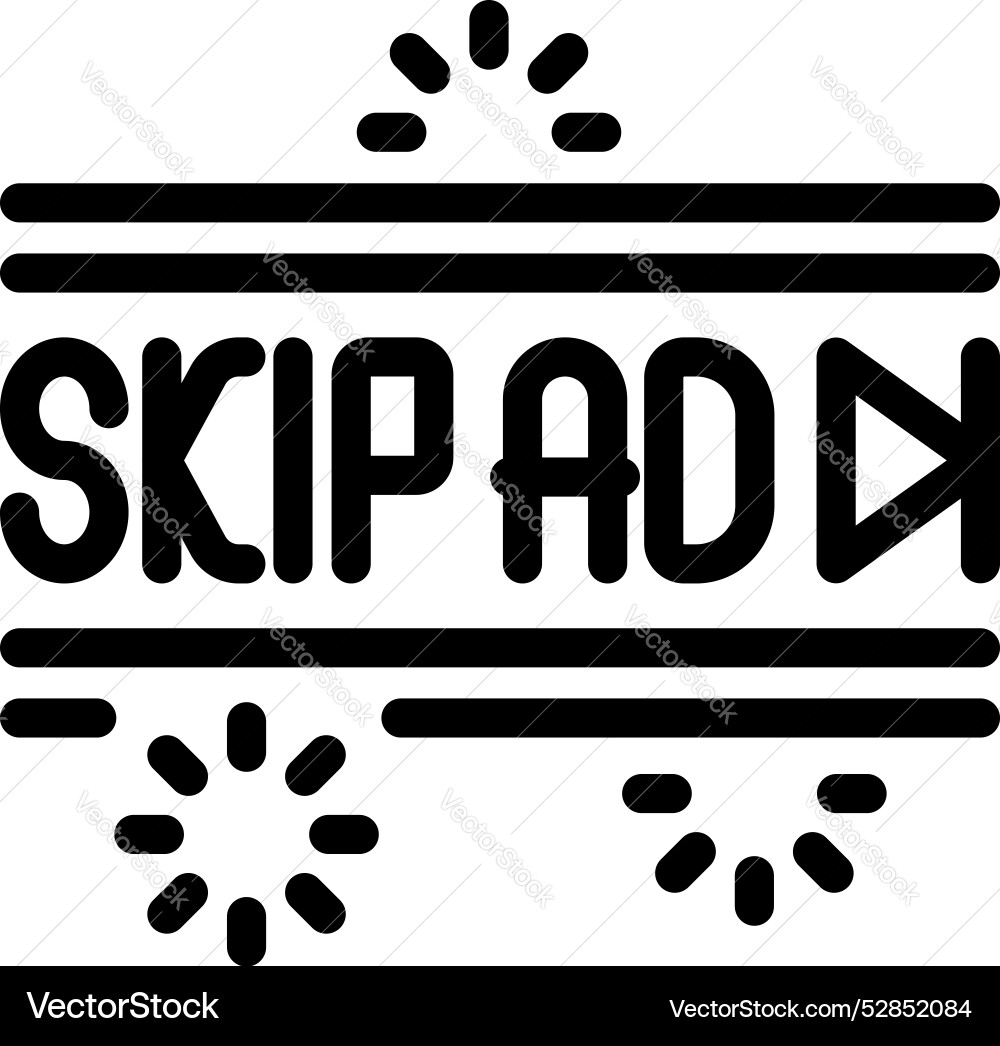 Skip ad button appearing showing possibility Skip ad button appearing showing possibility vector image