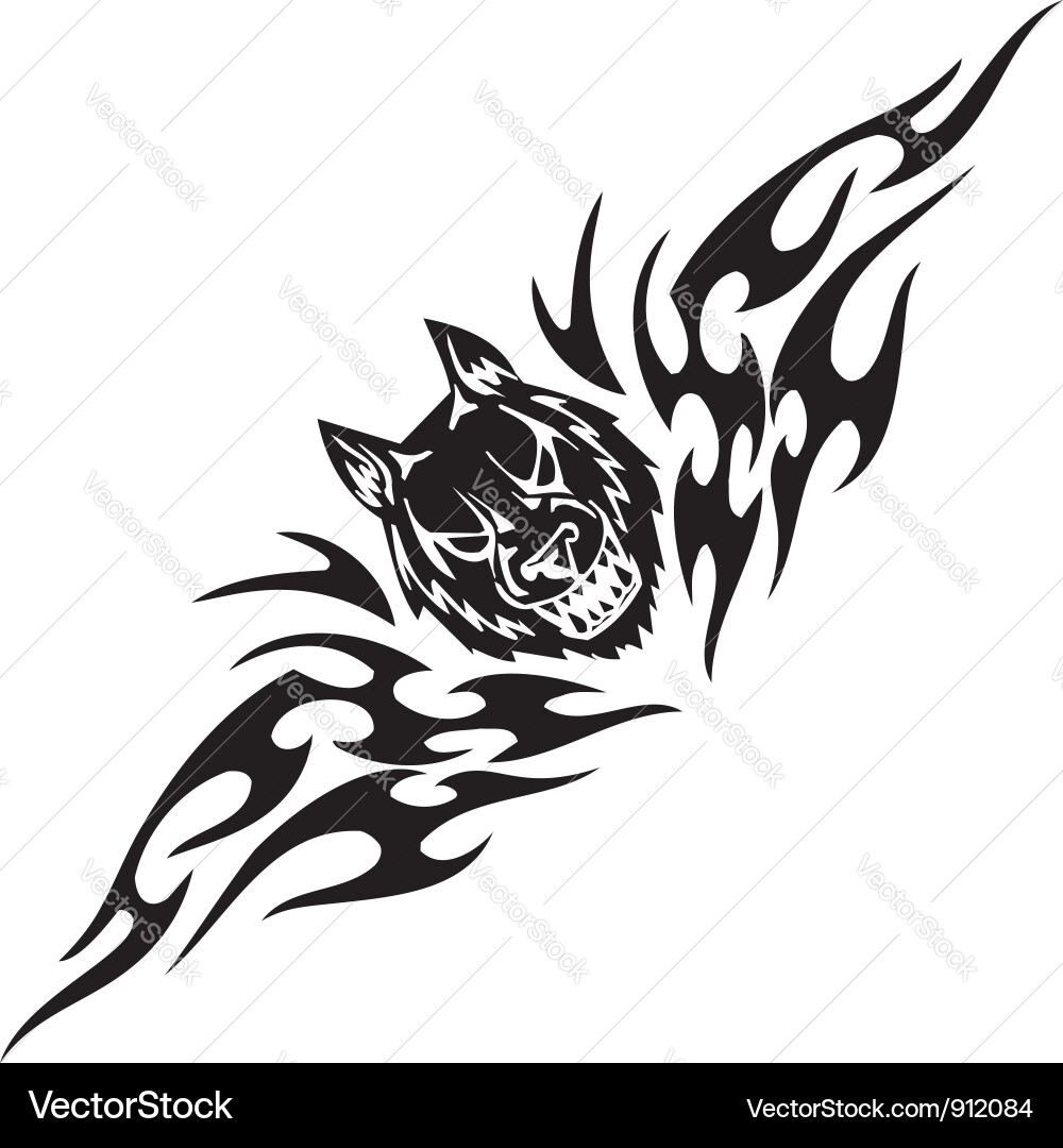 Symmetric Tribal Wolf Vector Image