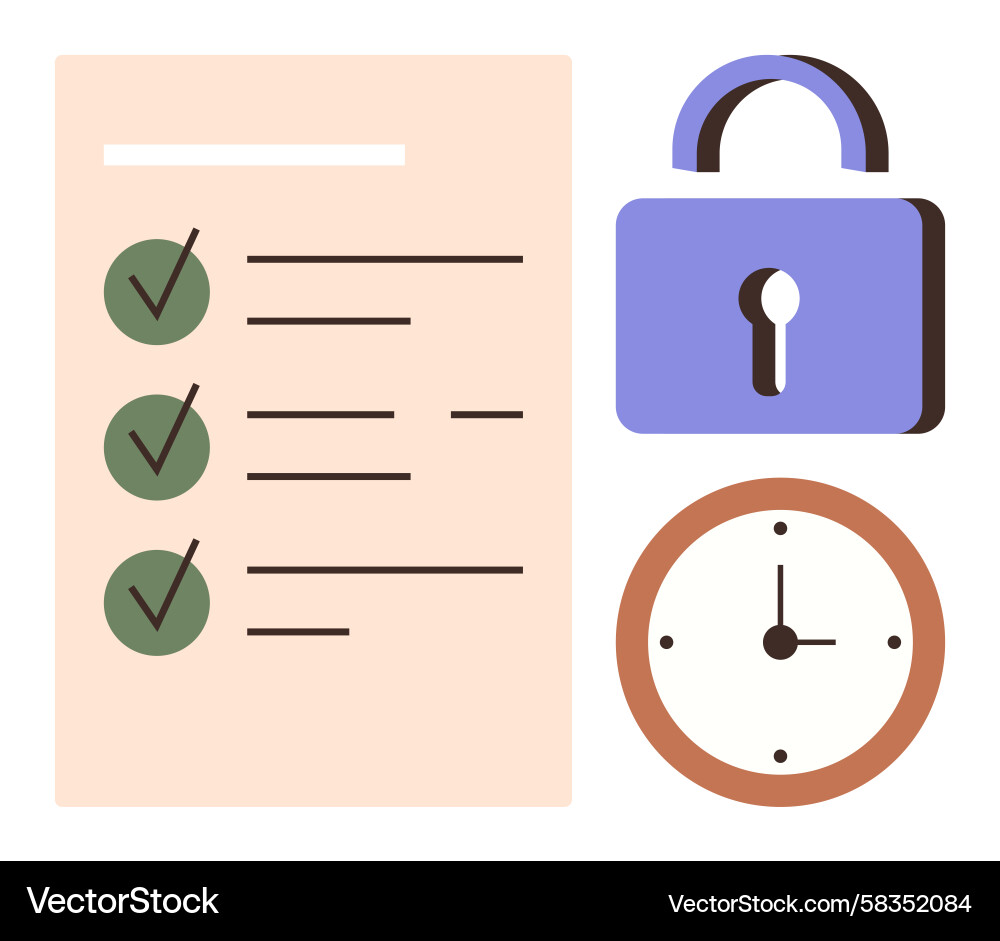 Task Completion with Security & Time Vector Image