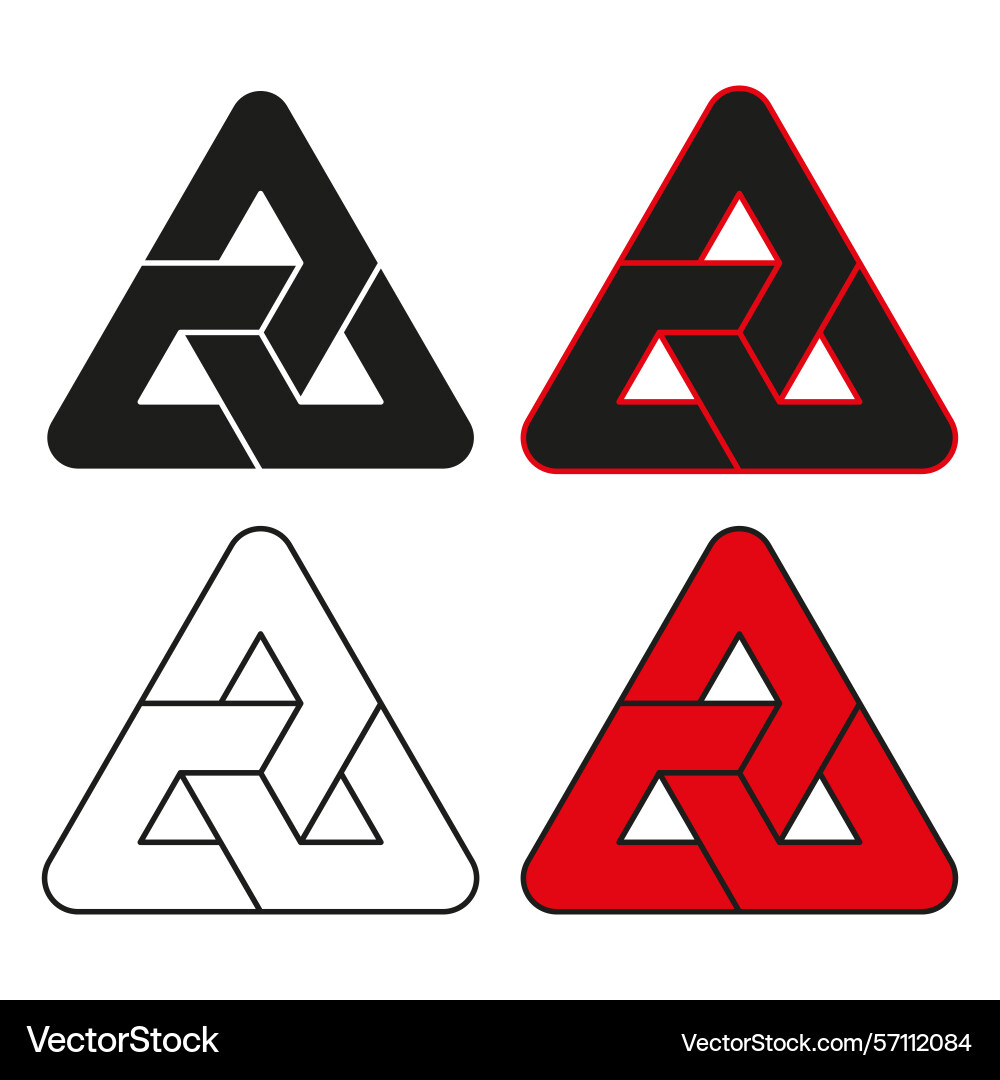 Triangle loop icon knot symbol geometric red Triangle loop icon knot symbol geometric red Vector Image