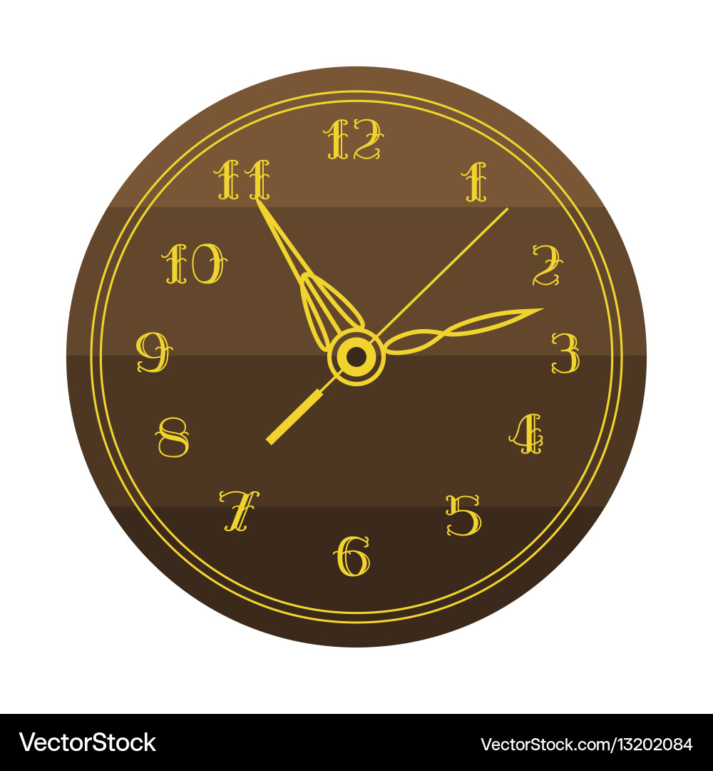 Wall clock circle sign with chronometer pointer vector image