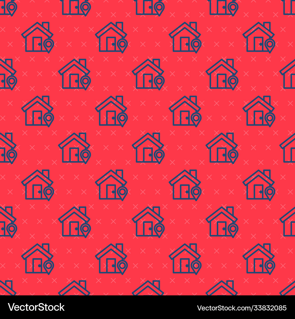 Blue line map pointer with house icon isolated Blue line map pointer with house icon isolated vector image