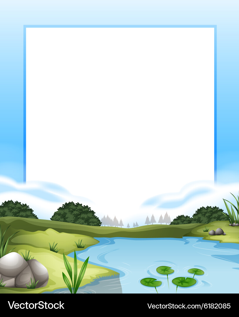 Border with river scene background vector image