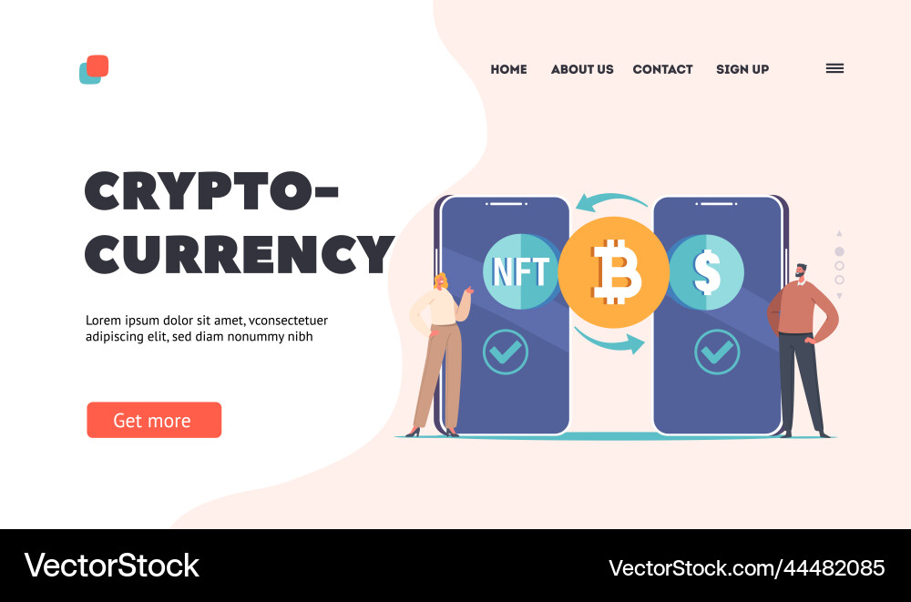 Cryptocurrency landing page template users vector image