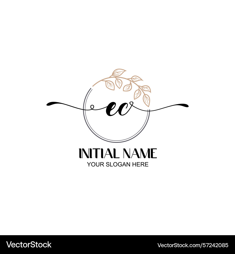 Elegant ec initial logo design with botanical Vector Image