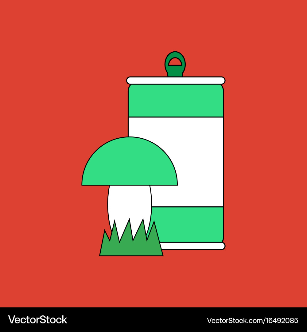 Flat icon design collection canned and mushroom Vector Image