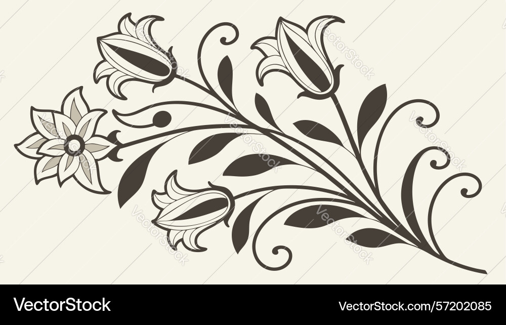 Flourishing floral scroll with elegant patterns vector image