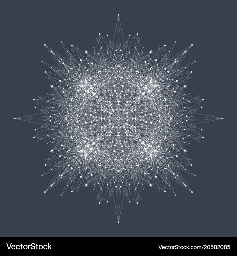 Fractal element with connected lines and dots big vector image
